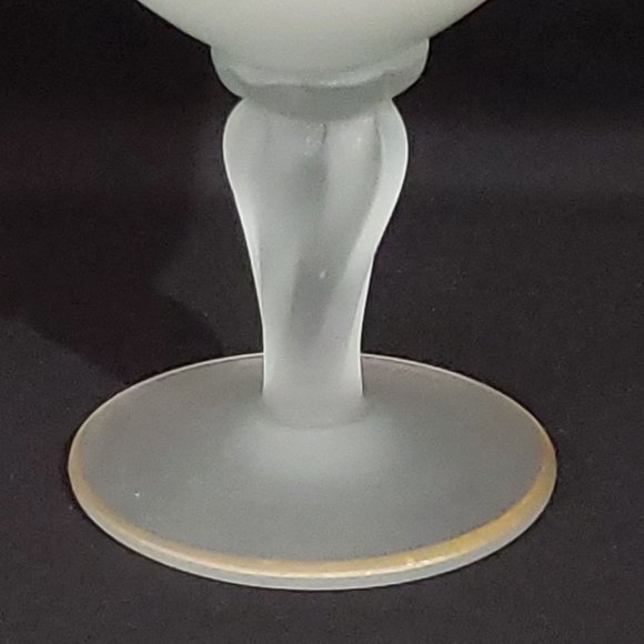 Elegant Vintage Art Glass Bud Vase with Hand-Painted Satin Frosted Blue Floral - Picture 8 of 8